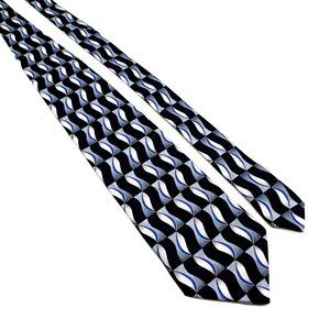 Facets Mens Necktie Designer Accessory Office Work Casual Dad Gift Blue Silver